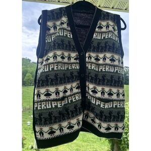Alpakaandmore Peruvian Alpaca Wool Sweater Vest Aztec Southwestern Peru Small